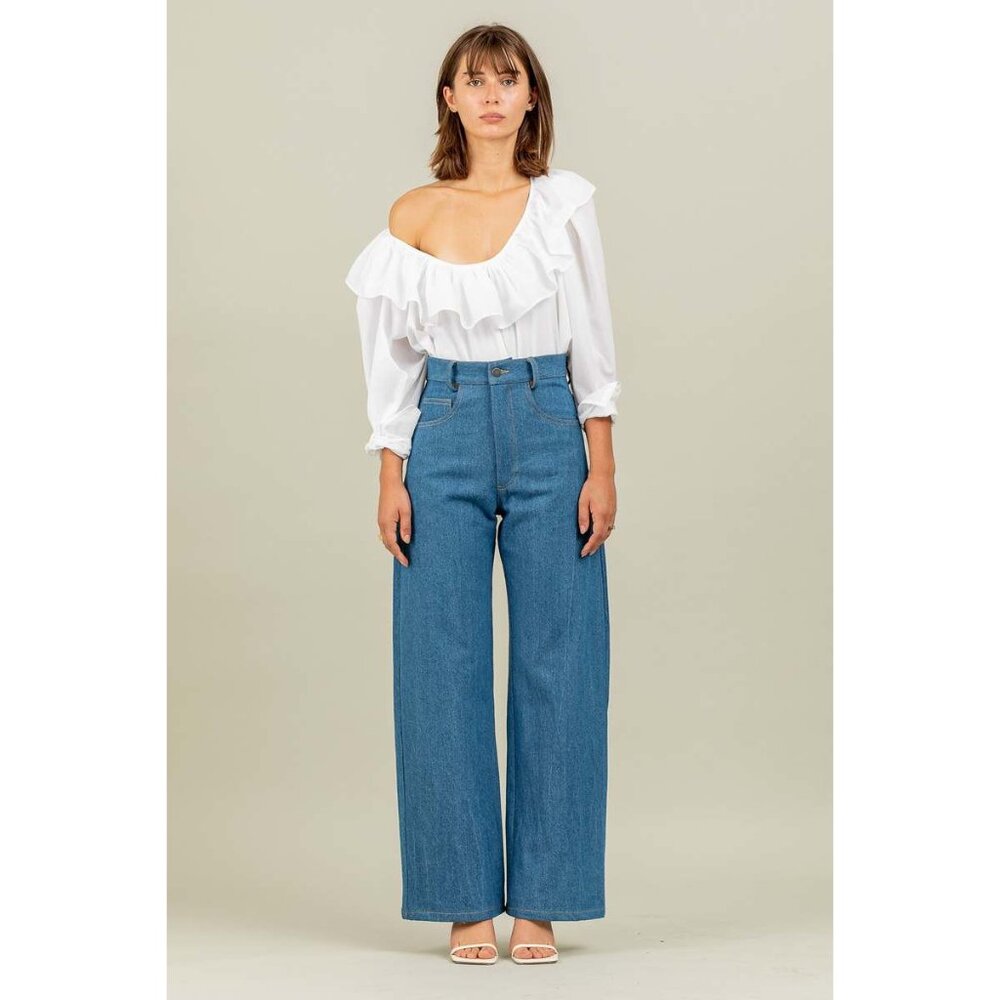 NWT Toit Volant white ruffle flounce Cynthia top